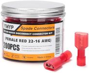 200PCS Nylon Female Spade Connector Kit - Red 22-16 AWG - Quick Disconnect Electrical Wire Connectors - Tinned Copper Insulated Terminals for Automotive Electronics Crimp