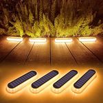 Lacasa Solar Deck Lights, 4 Pack 2700K Warm White LED Dock Lights 40LM, Outdoor Solar Powered Step Lights, Waterproof for Garden Stairs Ground Driveway Pathway Lighting