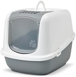 Savic Nestor Jumbo Cat Toilet, Prevent Throwing of cat Litter, Durable, Lightweight, Easy to use and Reduces Odor, Perfect Toilet Training Aid Your Cat, Cold Grey-26 x 19 x 18 inch