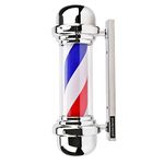 precious harvest Barber Light Pole, LED Light Source, Wall Mount, Red, Blue and White Barbershop Rotating Light Fixture, Classic Signs for Hair Salon, Indoor and Outdoor Use, 58cm