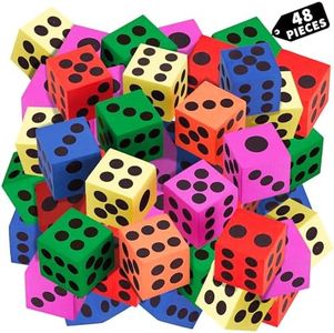 Playbees Big Foam Dice Set - 48-Pack, Jumbo, and Colorful Dice for Kids - Ideal for Boosting Math Skills, Great Gifts, and Party Fun