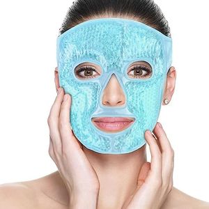 NEWGO Gel Face Mask Cold Face Eye Mask Gel Beads Hot Cold Compress Therapy for Puffy Eyes, Migraines Relief, Skin Care, Puffiness, Acne - Blue