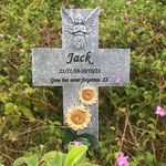 CUDMORERBE 12.7 Inches Cross Pet Memorial Garden Stones, Sympathy Cat Or Dog Grave Marker, Engraved With Name & Date & Sentence, Personalized Condolences Gift