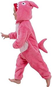 LOLANTA Shark Costume Toddler Boy Halloween Shark Suit One Piece Animal Jumpsuit Role play for Kids Fancy Dress(Rose Red, 2-3T)