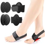 Arch Support Brace for Plantar Fasciitis Relief, Adjustable Arch Support Sleeves for Men and Woman with 2 Pairs Different Heights Removable Arch Support Pads for FlatFoot, High Arches (Black)