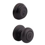 Kwikset 99910-035 Juno Entry Door Knob and Single Cylinder Deadbolt Combo Pack, 3, Venetian Bronze