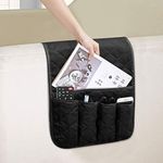 Sofa Armrest Organizer Non-Slip Arm Chair Bedside Caddy Storage Organizer for Recliner Couch with 5 Pockets for Cell Phone TV Remote Control Magazines (BLACK)