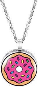 Wild Essentials Pink Donut Enamel Finish Essential Oil Diffuser Necklace Gift Set - Includes Aromatherapy Pendant, 24" Stainless Steel Chain, 8 Color Refill Pads