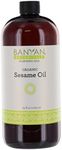 Banyan Botanicals Sesame Oil – Organic & Unrefined Ayurvedic Oil for Skin, Hair, Oil Pulling & More – Multiple Sizes – 34oz. – Non GMO Sustainably Sourced Vegan