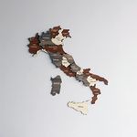 Multilayered Wooden 3D Italy Map, Gift for Italian Friend, Italy Wooden Wall Decor, Map For Home & Kitchen or Office (Mixed, 60x51 cm | 23.6x20 inches)