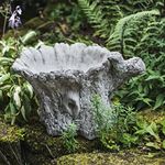 DGS STATUES – Stone Cast, Birdbath/Feeder, Short Detailed Tree Trunk Design, Hand Finished, Statue, Sculpture