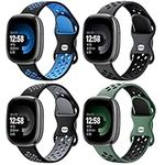 Maledan Stylish Sport Band Compatible for Fitbit Versa 3/ Versa 4/ Fitbit Sense/Sense 2 Bands Women Men, Soft Silicone Strap Wristband Replacement for Fitbit Versa 3/ Sense Smart Watch Bands, Large