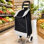 KRISHYAM Foldable Shopping Trolley Cart with Wheels and Removable Bag (2 Wheel Black)