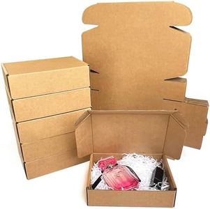 25 Packs Small Shipping Boxes for Small Business 17.8x12.7x5.1 cm Kraft Mailer Boxes, Sturdy Corrugated Cardboard Packaging Boxes Shipping for Jewelry, Gifts, Christmas or Bridal Proposal Boxes