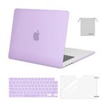 MOSISO Compatible with MacBook Air 15 inch Case 2023 2024 Release M3 A3114 M2 A2941 with Liquid Retina Display&Touch ID, Plastic Hard Shell&Keyboard Cover&Screen Protector&Storage Bag, Purple