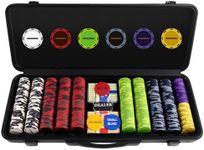 ANCHSAIL 500PCS Ceramic Poker Chips Set for Texas Hold'em, Blackjack, 10g 39mm Classic Design Blank Poker Chips, Poker Sets with Polycarbonate Case, Dealer, Big Small Blind & All in Buttons