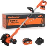 Maxlander Lawn Edger, 9'' Edger Cordless Lawn Tool with 3-Position Blade Depth for Landscaping, Electric Battery-Powered Edger for Driveways, Sidewalk (4.0Ah Battery, Quick Charger & Cover Included)