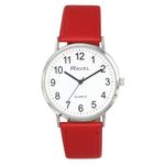 Ravel - Unisex Classic Everyday Watch with Modern Numbers - Analogue Quartz - R0129.27.1 - Red/Silver Tone/White Dial with Numbers