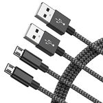 PS4 Controller Charging Cable, [2Pack 10FT] Micro USB 2.0 Nylon Braided High Speed Data Sync Cord for PlayStation 4, PS4 Pro/Slim Controllers, Xbox One X/S Controllers, Android Phones -BlackGrey