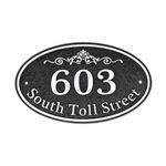 Oval Address Plaque Metal Option - Personalized House Number Sign Plaque,Address Sign,House Numbers for Outside House,Yard,Driveway,Fence,Mailbox,Gate Large 9.8 x 5.9 inch (Silver/Black)