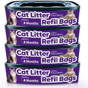 Upgrade Cat Litter Refill Bags,Jumbo 4-Pack, 96 total ft | Upgrade Odor Control,Universally Compatible with Litter Cat Genie,Sized Cat Litter Disposal Bins