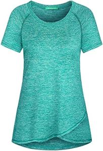 Kimmery Womens Workout Tops for Women Short Sleeve Shirts for Women 2025 Light Green Shirt L
