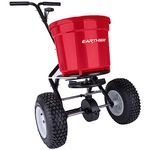 EarthWay 2150 22 KG Commercial Broadcast Fertiliser Spreader. Red, Heavy-Duty Walk-Behind Push Garden Seeder and Spreader with Adjustable Drop Rate and Driving Handle. Large 33 CM Pneumatic Stud Tires
