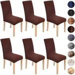 BESBESME Dining Chair Covers Washable Stretch Parson Chair Slipcovers Kitchen Seat Covers Removable for Dining Room,Hotel,Restaurant Set of 6,Saddle Brown,M