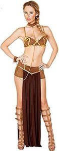 Tooperze Beautyplay Sexy Women's Costume Princess Leia Costume Women's Cosplay Slave Ladies Princess Leia Fancy Dress Adults Film Costume, M, Brown