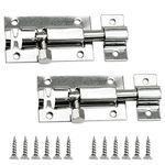 Door Bolts Lock Latch, 2 Pack Stainless Steel Sliding Bolt Latch Lock,Small Plate Latches for Securing Internal Doors for Bedrooms, Bathrooms, Cupboards and Storage Units, 2 Inch (Silver)