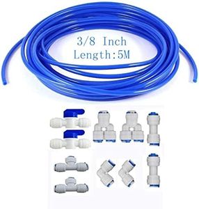 MATTOX 10 pcs 3/8" Quick Connect Push in to Connect Water Purifiers Tube Fittings for RO Water Reverse Osmosis System+5 Meters（16 feet） tubing Hose Pipe (Blue tubing 5 Meters)