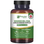 Ginkgo Biloba and Korean Ginseng Tablets 8000mg 180 Vegan Tablets | Ginkgo 6000mg & Korean Ginseng Root 2000mg Supports Cognitive Function & Mental Performance | UK Manufactured by Prowise Healthcare