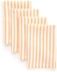 Solino Home Linen Napkins Set of 4-100% Pure Linen Amalfi Stripe Mustard and White Cloth Dinner Napkins 20 x 20 Inch for Spring, Summer - Handcrafted and Machine Washable