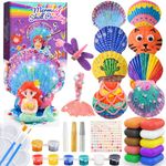 HappyGoLucky 4-12 Year Old Girl Gifts, Art and Craft Kits for Kids Age 4-10 Gifts Toys for 4-10 Year Old Girl Gifts Girls Birthday Presents Air Dry Clay for Kids Mermaid Toys Kids Painting Set