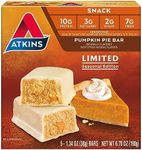 Atkins Pumpkin Pie Snack Bar, 10g Protein, 3g Net Carbs, 2g Sugar, High Fiber, 5 Count