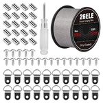 26ELE Picture Hanging Kit, Including Picture Hanging Wire(100 feet) Supports Up to 50lbs, D Ring Picture Hangers and Screws(20pcs Each), 20Pcs Aluminum Crimping Sleeves and 1 Screwdriver