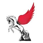 GG Grand General 48393 Red 6.5 X 7.5 inches Chrome Fighting Stallion Hood Ornament with Windriders