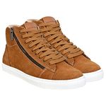 HX London Suede Zip & Lace-Up Mid Ankle Sneakers for Men Camel, Size_8