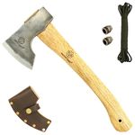 Mastiff Gears® 1065 Carbon Steel Forged & Hand-Ground 13-Inch Wood Handle Hatchet: Versatile Carving, Camping, Wood Splitting Axes in Two Sizes for Outdoor Enthusiasts (Orcish Axe)