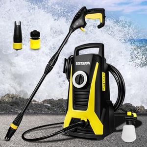 Bestsoon 3100PSI Electric Power Washer, 1800W High Pressure Washer with Adjustable Nozzles, 450ML Soap Bottle, 5M Hose, 5M Power Cord, Powered Cleanner Machine with Lance Gun, for Car/Garden Cleaning