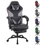 Play haha.Gaming chair Office chair Swivel chair Computer chair Work chair Desk chair Ergonomic Chair Racing chair Leather chair Video game chairs (Grey,With footrest)