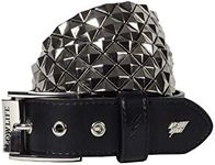 Lowlife of London Belts Armor Pyramid Leather Belt, Diagonal Studded Pyramid Leather belt Studded Punk Goth Rock Belt, Diamond Metal Stud Layed Diagonally, Alternative Leather Belt for Men and Women, Black and Silver, 36" - 38" Waist (L)