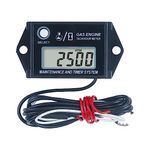 Runleader Digital Hour Meter Tachometer, Maintenance Reminder, Max RPM Recall, Use for ZTR Lawn Mower Tractor Generator Marine Outboard ATV Jetski Motor Motorcycle Snowmobile and Gas Powered