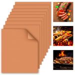 Grill Mat Set of 9-100% Non-Stick BBQ Grill Mats&Baking Mats, PFOA Free, Heavy Duty, Reusable and Easy to Clean, Works on Gas Charcoal and Electric BBQ (9 Pcs Copper)