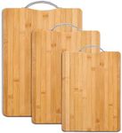 Kitchen Bamboo Cutting Boards (3-Piece Set), Stain/Odor Resistant Chopping Boards with Easy Grip Handles for Food Prep, Meat, Vegetables, Bread, Crackers & Cheese