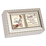 Cottage Garden Sister Champagne Silver Rope Trim Inspirational Petite Music Box Plays Amazing Grace