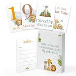 Tiny Trees® Milestone Cards Baby I Jungle Design I 40 Photo Cards Designed in UK - Newborn Baby Gifts - Unisex Baby Milestone Cards for Mum Dad Pregnancy Gifts & Keepsakes