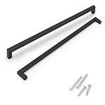 KNOBWELL 10 Pack Stainless Steel Cabinet Pulls Kitchen Cabinet Handle, Matte Black Dresser Drawer Pulls 1/2" Width, Hole Spacing 12-3/5", Overall Length 13"