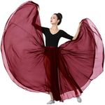 Women Elegant Lyrical Dance Skirt Long Ballet Dancer Dark Red Skirt for Ballerinas Performance Photography Belly Costumes