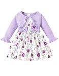 puseky Baby Girl Dress and Cardigan Set False 2 Piece Long Sleeve Bow Dresses Cute Baby Girls Floral Dress 6-9 Months